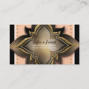 Gold Black Peach Exotic Flower Refer a Friend Card