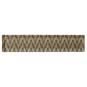 gold, black,peacock pattern,art nouveau,vintage,be nameplate