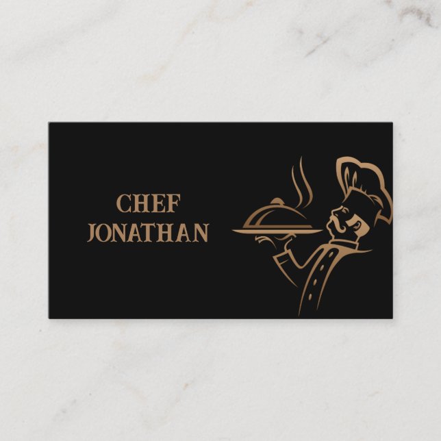 Gold & Black Personal Chef Catering Business Card (Front)