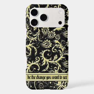 Gold & Black Personalized Damask iPhone Cover-