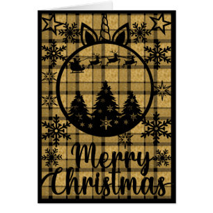  Gold Black Plaid Behind Black Christmas Cut Out