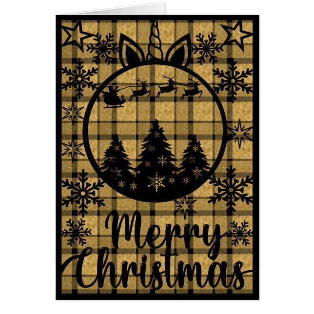  Gold Black Plaid Behind Black Christmas Cut Out (Front)