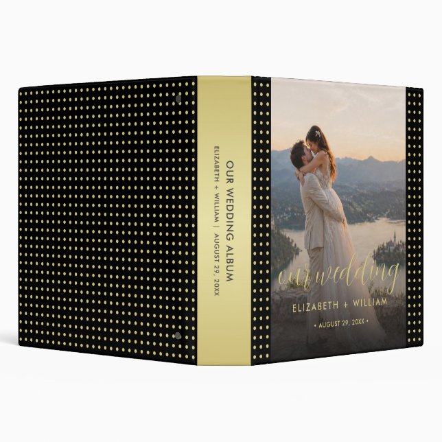 Gold & Black Polka Dot Personalized wedding Binder (Background)