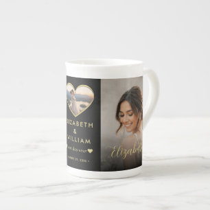 Gold & Black Polka Dot Personalized wedding Bone China Mug