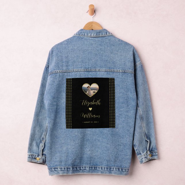 Gold & Black Polka Dot Personalized wedding Denim Jacket (Hangar)