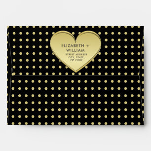 Gold & Black Polka Dot Personalized wedding Envelope