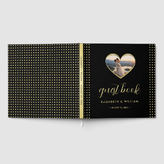 Gold & Black Polka Dot Personalized wedding Guest Book