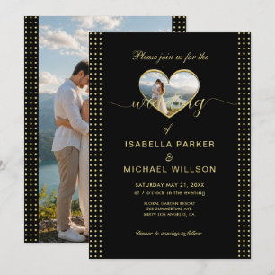 Gold & Black Polka Dot Personalized wedding Invitation