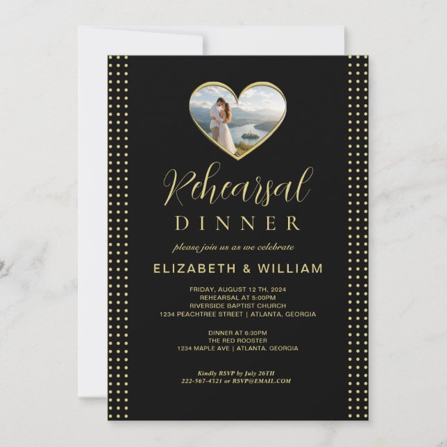 Gold & Black Polka Dot Personalized wedding Invitation (Front)