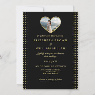 Gold & Black Polka Dot Personalized wedding Invitation