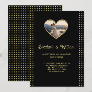 Gold & Black Polka Dot Personalized wedding Invitation