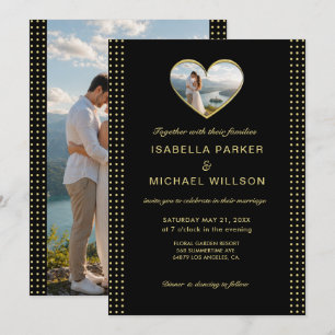 Gold & Black Polka Dot Personalized wedding Invitation