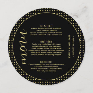 Gold & Black Polka Dot Personalized wedding Menu