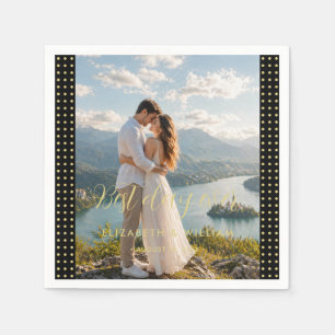 Gold & Black Polka Dot Personalized wedding Napkin