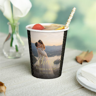 Gold & Black Polka Dot Personalized wedding Paper Cups
