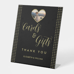 Gold & Black Polka Dot Personalized wedding Pedestal Sign