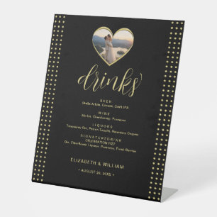 Gold & Black Polka Dot Personalized wedding Pedestal Sign