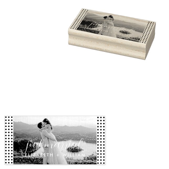 Gold & Black Polka Dot Personalized wedding Rubber Stamp (Stamped)