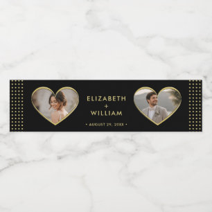 Gold & Black Polka Dot Personalized wedding Water Bottle Label