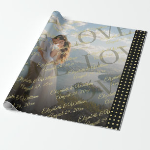 Gold & Black Polka Dot Personalized wedding Wrapping Paper