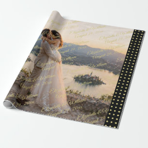 Gold & Black Polka Dot Personalized wedding Wrapping Paper