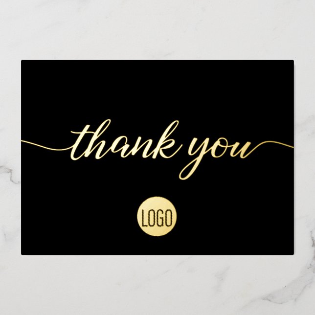 Gold Black Professional Business Thank you  Foil Holiday Card (Front)