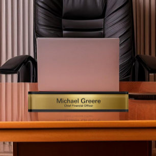 Gold Black Professional Office Nameplate
