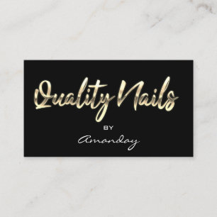 Gold Black Quality Nails Script QR Code Logo Business Card
