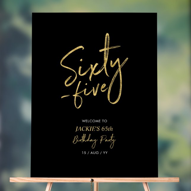 Gold & Black Quarty 65th Birthday Party Welcome (Neutre)