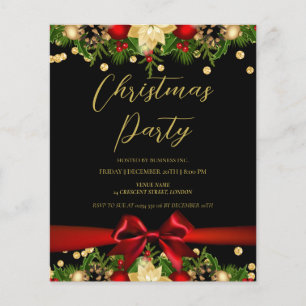 Gold Black Ribbon Glitter Christmas Corporate Flyer