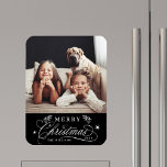 Gold & Black Romantic Merry Christmas Photo Magnet<br><div class="desc">Romantic and elegant holiday photo kitchen magnet.  For more advanced customization of this design,  please click the Customize Further link to change the font,  size,  colour,   etc.</div>