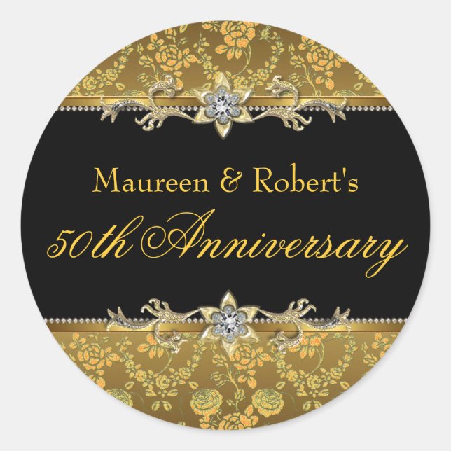 Gold & Black Rose 50th Anniversary Sticker (Front)