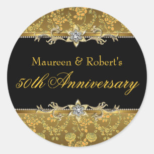 Gold & Black Rose 50th Anniversary Sticker