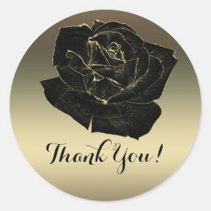 Gold & Black Rose Glam Elegant Classy Chic Party Classic Round Sticker