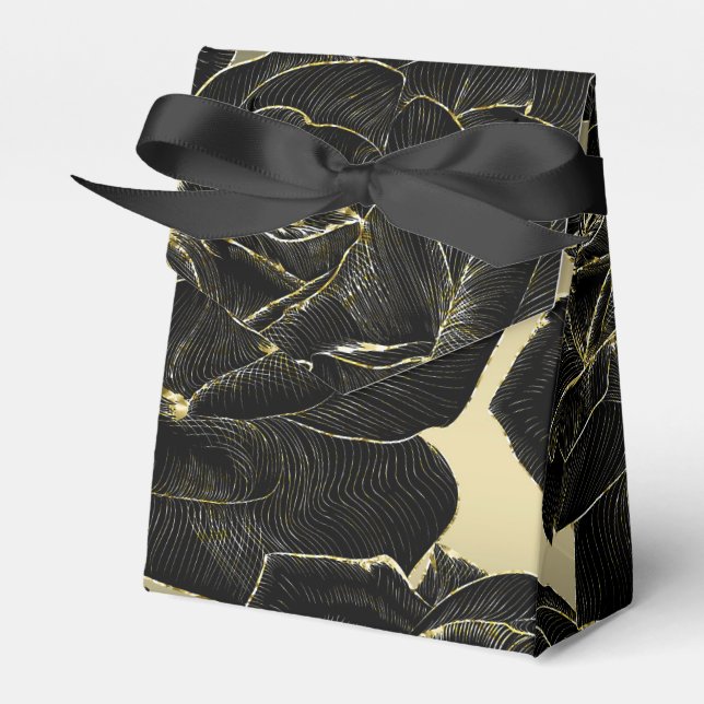 Gold & Black Rose Glam Elegant Classy Chic Party Favor Box (Front Side)