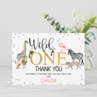 Gold Black Rose Wild One Safari Carte de remerciem