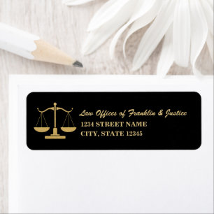 Gold Black Scales of Justice Return Address