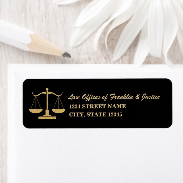 Gold Black Scales of Justice Return Address (Insitu)