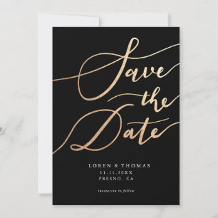 Gold Black Script Typography Save The Date