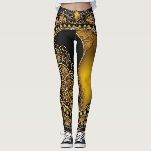 Gold & Black Shiny Pearl Baby  AI art  Leggings