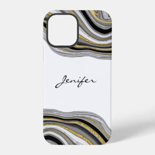 Gold black silver agate liquid marble Case-Mate iP iPhone 12 Pro Case