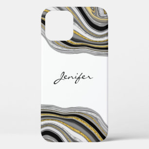 Gold black silver agate liquid marble Case-Mate iP iPhone 12 Pro Case