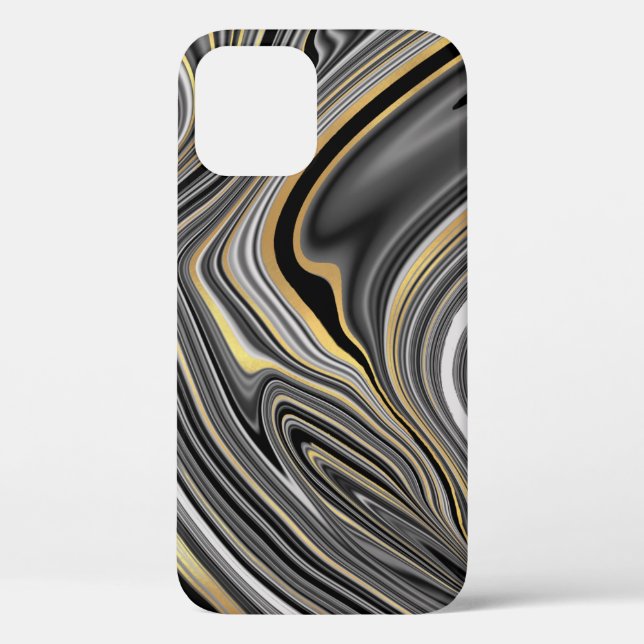 Gold black silver agate liquid marble Case-Mate iP iPhone Case (Back)