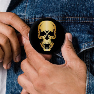 Gold & Black Skull 2 Inch Round Button