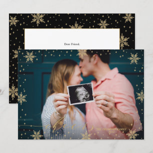 Gold & Black   Snowflakes Cheers Photo Christmas C Card