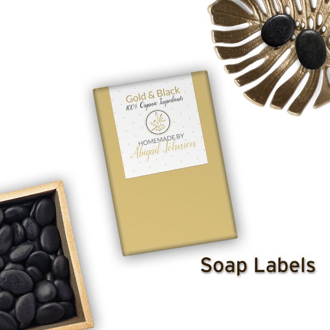 Gold & Black Soap Artiste Étiquette fait maison (Créateur téléchargé)