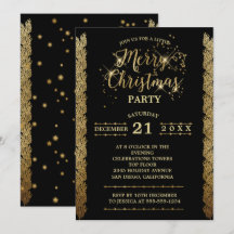 Gold Black Sparkles Merry Christmas Party