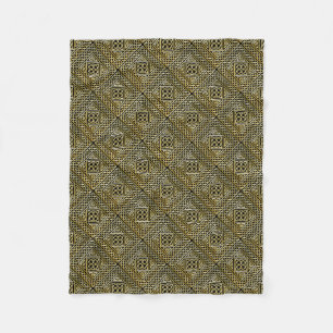 Gold Black Square Shapes Celtic Knotwork Pattern Fleece Blanket