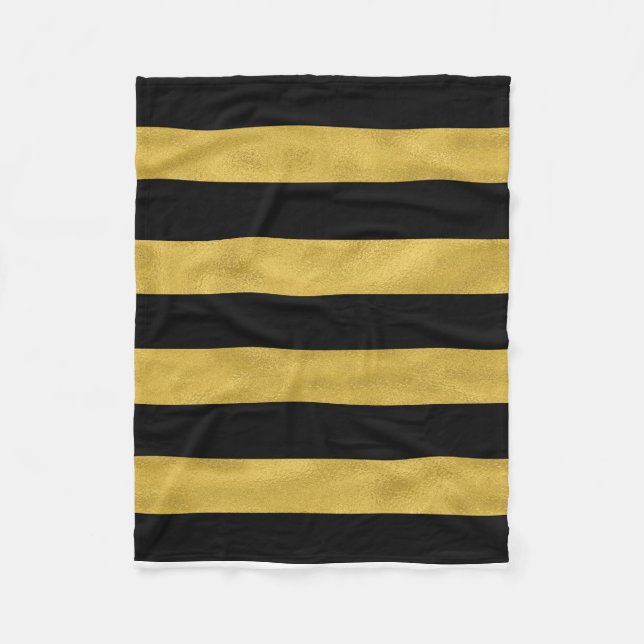 Gold & Black Stripe Fleece Blanket (Front)