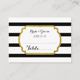 Gold Black Stripe Wedding Table Place Setting Card